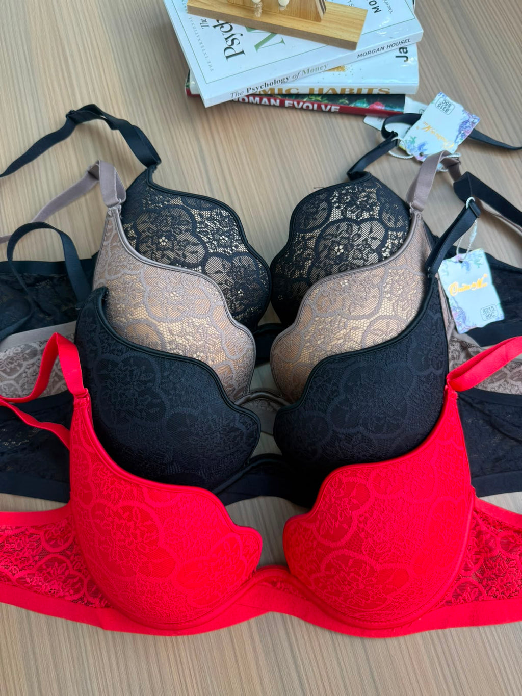 Luxury Plunged Bras (A Set Of 3)