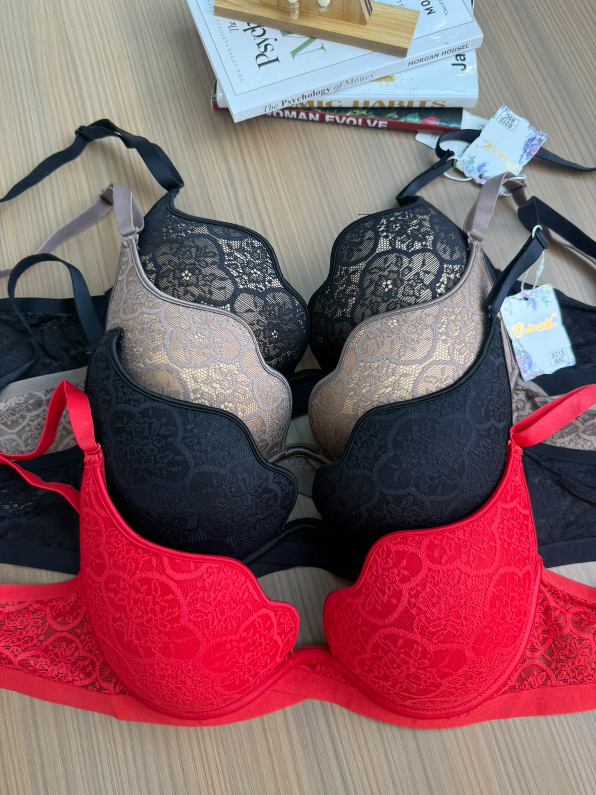 Luxury Plunged Bras (A Set Of 3)